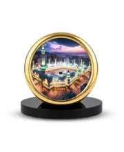 Car Desk/Table Top Mucca Masid Metal Golden Photo Stand  2x2 Inches, Compact & Stylish Spiritual Display For Car, Home & Office (Pack Of 1) (F18705)
