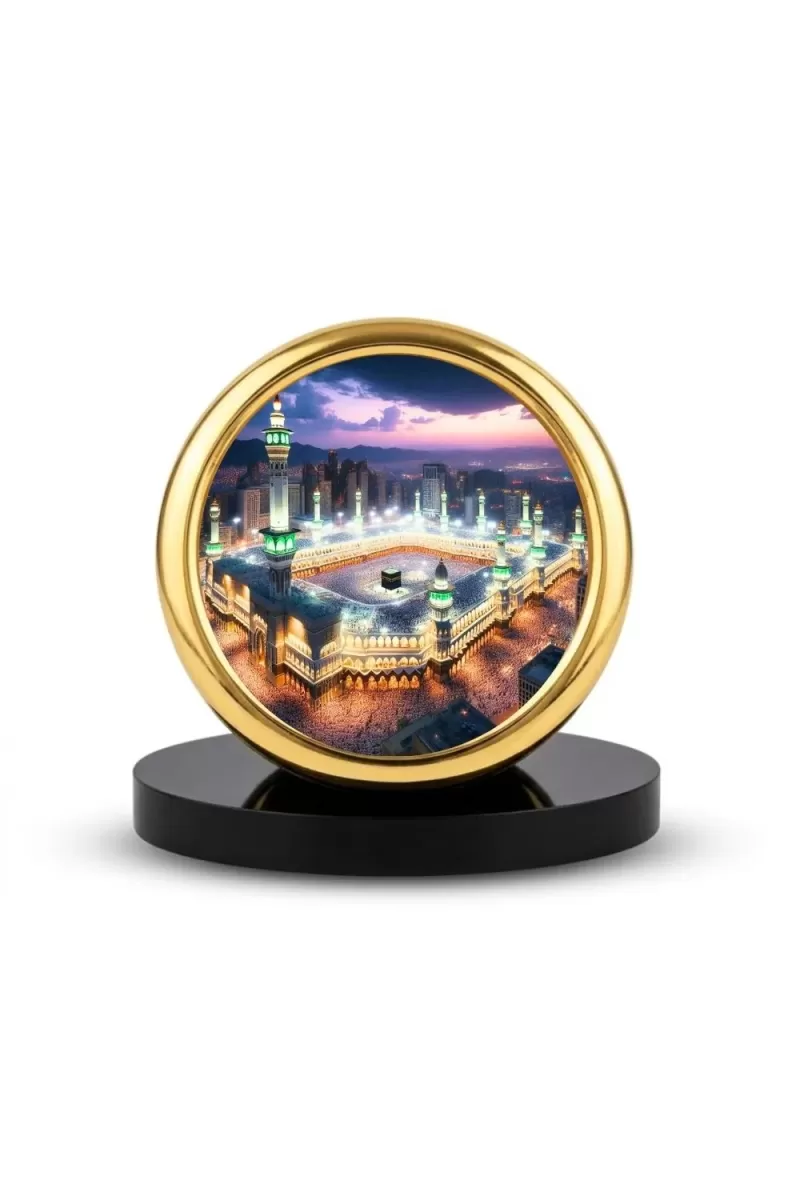 Car Desk/Table Top Mucca Masid Metal Golden Photo Stand  2x2 Inches, Compact & Stylish Spiritual Display For Car, Home & Office (Pack Of 1) (F18705)