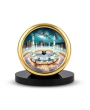 Car Desk/Table Top Mucca Masid Metal Golden Photo Stand  2x2 Inches, Compact & Stylish Spiritual Display For Car, Home & Office (Pack Of 1) (F18706)