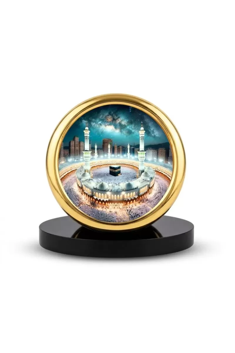 Car Desk/Table Top Mucca Masid Metal Golden Photo Stand  2x2 Inches, Compact & Stylish Spiritual Display For Car, Home & Office (Pack Of 1) (F18706)