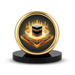 Car Desk/Table Top Mucca Masid Metal Golden Photo Stand  2x2 Inches, Compact & Stylish Spiritual Display For Car, Home & Office (Pack Of 1) (F18707)