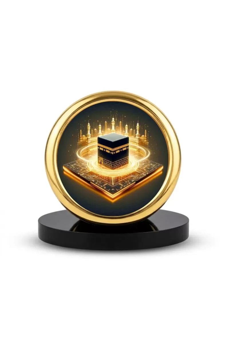 Car Desk/Table Top Mucca Masid Metal Golden Photo Stand  2x2 Inches, Compact & Stylish Spiritual Display For Car, Home & Office (Pack Of 1) (F18707)