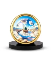 Car Desk/Table Top Mucca Masid Metal Golden Photo Stand  2x2 Inches, Compact & Stylish Spiritual Display For Car, Home & Office (Pack Of 1) (F18708)