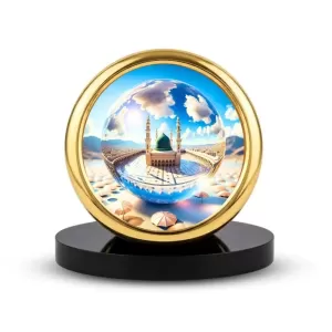 Car Desk/Table Top Mucca Masid Metal Golden Photo Stand  2x2 Inches, Compact & Stylish Spiritual Display For Car, Home & Office (Pack Of 1) (F18708)