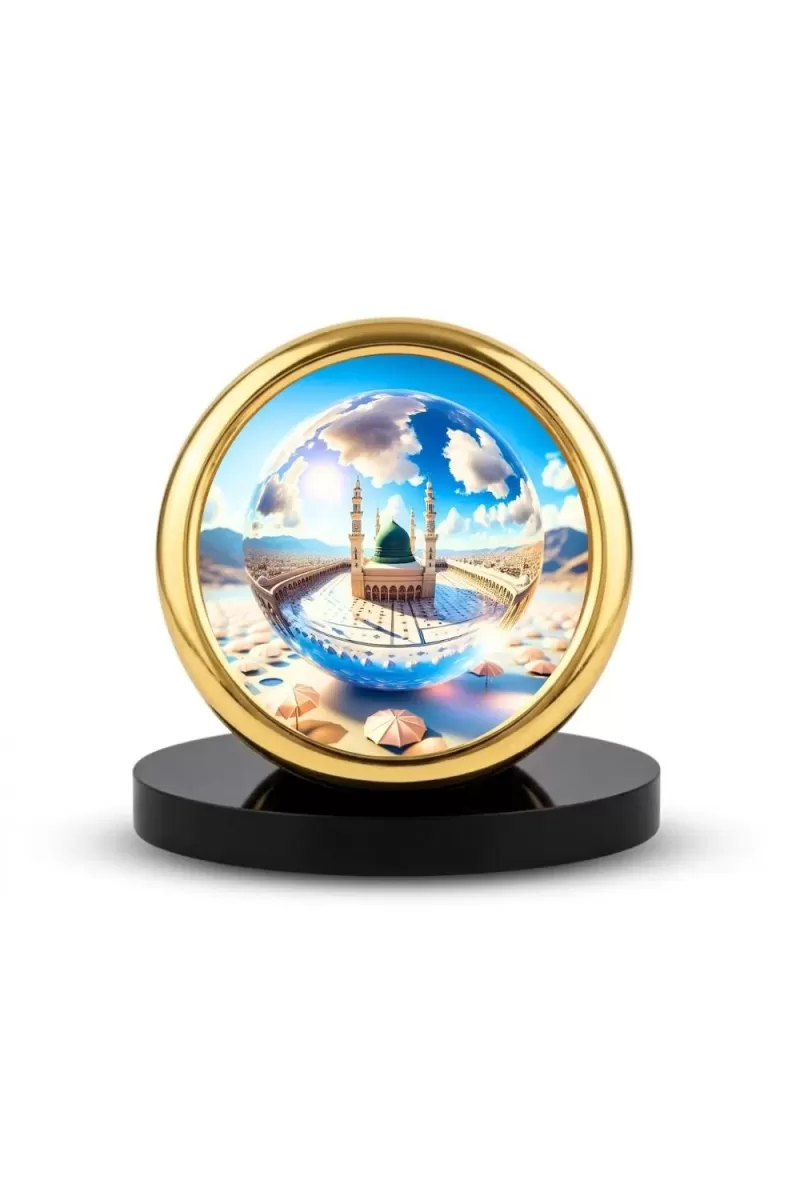 Car Desk/Table Top Mucca Masid Metal Golden Photo Stand  2x2 Inches, Compact & Stylish Spiritual Display For Car, Home & Office (Pack Of 1) (F18708)