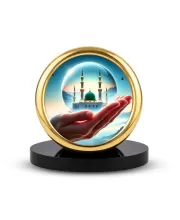Car Desk/Table Top Mucca Masid Metal Golden Photo Stand  2x2 Inches, Compact & Stylish Spiritual Display For Car, Home & Office (Pack Of 1) (F18709)