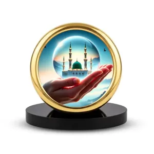 Car Desk/Table Top Mucca Masid Metal Golden Photo Stand 2x2 Inches, Compact & Stylish Spiritual Display For Car, Home & Office (Pack Of 1) (F18709) Car Desk/Table Top Mucca Masid Metal Golden Photo Stand 2x2 Inches, Compact & Stylish Spiritual Display For Car, Home & Office (Pack Of 1) (F18709)