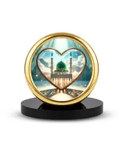 Car Desk/Table Top Mucca Masid Metal Golden Photo Stand  2x2 Inches, Compact & Stylish Spiritual Display For Car, Home & Office (Pack Of 1) (F18710)