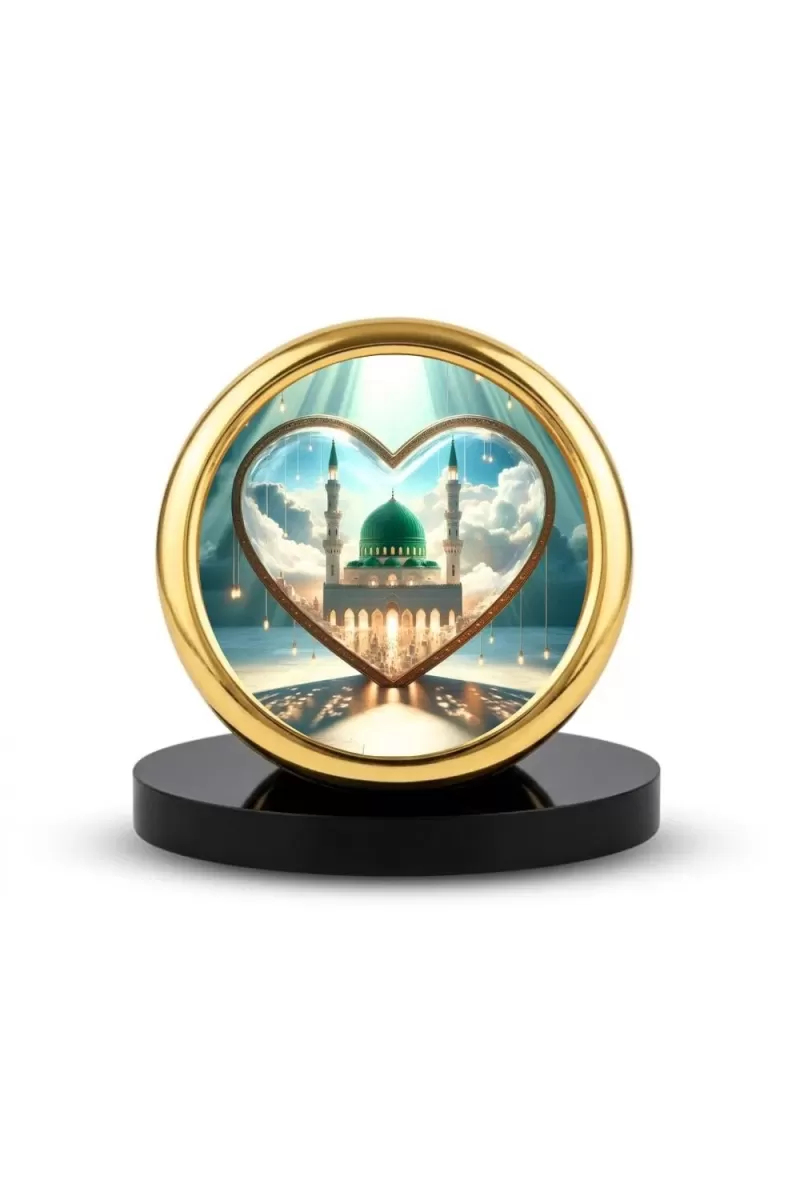 Car Desk/Table Top Mucca Masid Metal Golden Photo Stand  2x2 Inches, Compact & Stylish Spiritual Display For Car, Home & Office (Pack Of 1) (F18710)