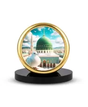 Car Desk/Table Top Mucca Masid Metal Golden Photo Stand  2x2 Inches, Compact & Stylish Spiritual Display For Car, Home & Office (Pack Of 1) (F18711)