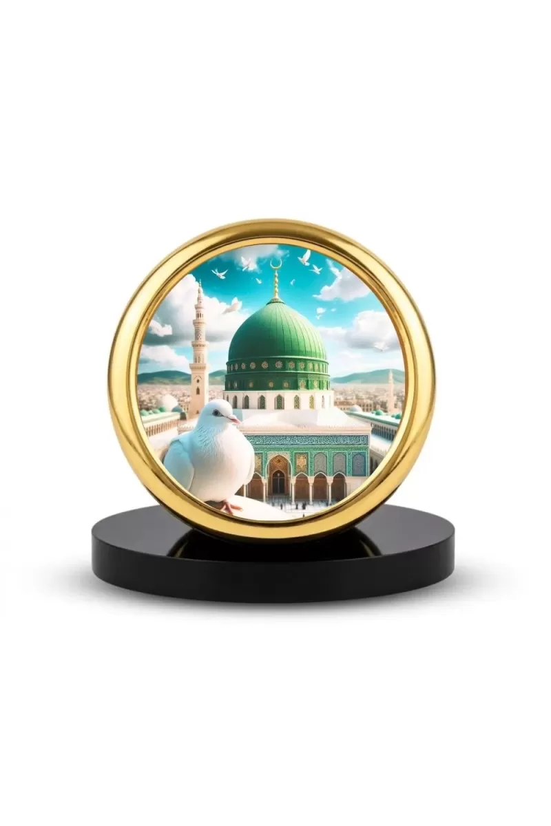 Car Desk/Table Top Mucca Masid Metal Golden Photo Stand  2x2 Inches, Compact & Stylish Spiritual Display For Car, Home & Office (Pack Of 1) (F18711)