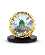 Car Desk/Table Top Mucca Masid Metal Golden Photo Stand  2x2 Inches, Compact & Stylish Spiritual Display For Car, Home & Office (Pack Of 1) (F18712)