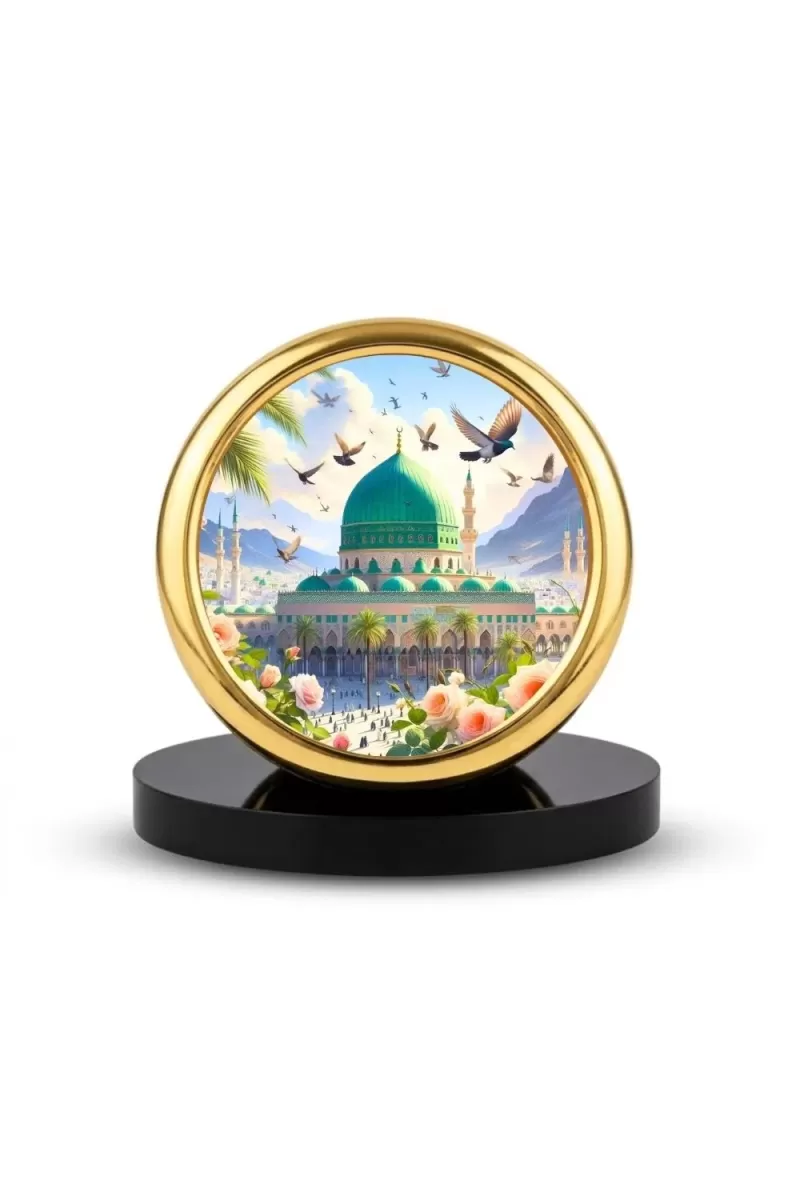 Car Desk/Table Top Mucca Masid Metal Golden Photo Stand  2x2 Inches, Compact & Stylish Spiritual Display For Car, Home & Office (Pack Of 1) (F18712)