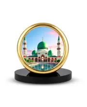 Car Desk/Table Top Mucca Masid Metal Golden Photo Stand  2x2 Inches, Compact & Stylish Spiritual Display For Car, Home & Office (Pack Of 1) (F18713)