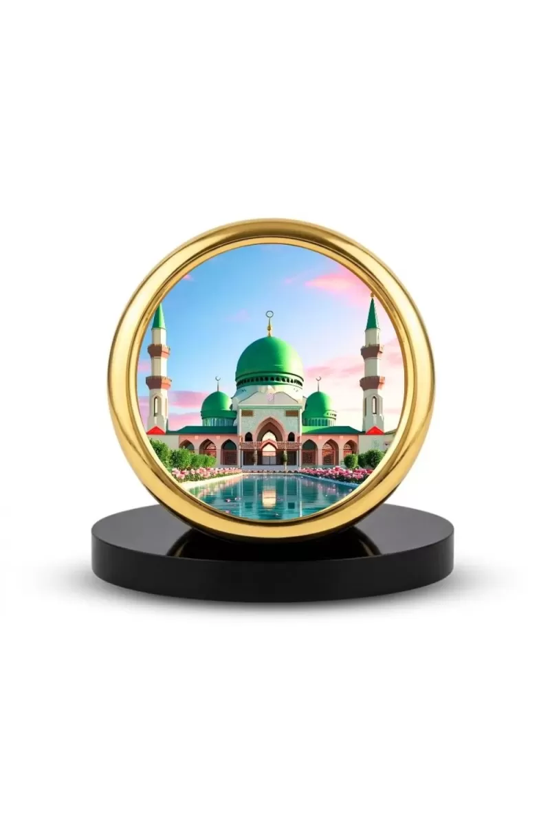 Car Desk/Table Top Mucca Masid Metal Golden Photo Stand  2x2 Inches, Compact & Stylish Spiritual Display For Car, Home & Office (Pack Of 1) (F18713)