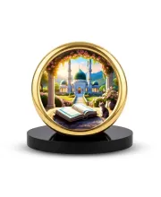 Car Desk/Table Top Mucca Masid Metal Golden Photo Stand  2x2 Inches, Compact & Stylish Spiritual Display For Car, Home & Office (Pack Of 1) (F18714)