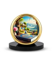 Car Desk/Table Top Mucca Masid Metal Golden Photo Stand  2x2 Inches, Compact & Stylish Spiritual Display For Car, Home & Office (Pack Of 1) (F18715)