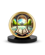 Car Desk/Table Top Mucca Masid Metal Golden Photo Stand  2x2 Inches, Compact & Stylish Spiritual Display For Car, Home & Office (Pack Of 1) (F18716)