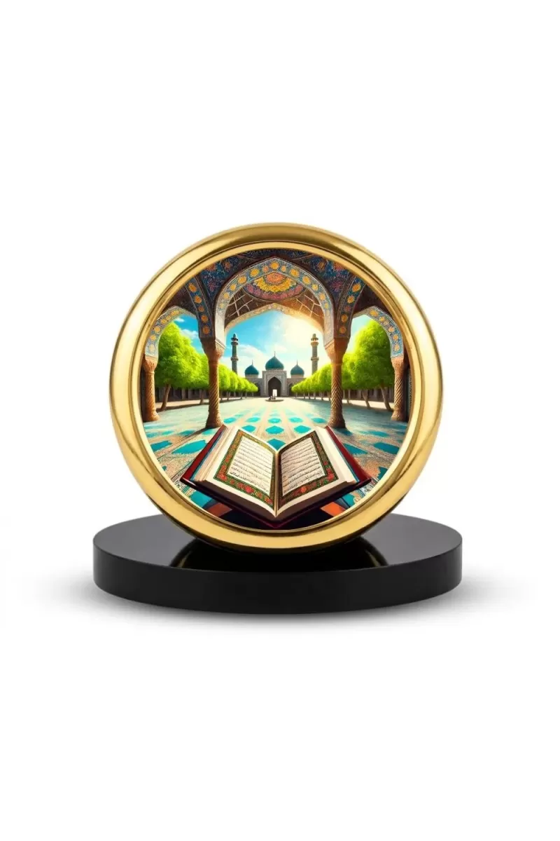 Car Desk/Table Top Mucca Masid Metal Golden Photo Stand  2x2 Inches, Compact & Stylish Spiritual Display For Car, Home & Office (Pack Of 1) (F18716)