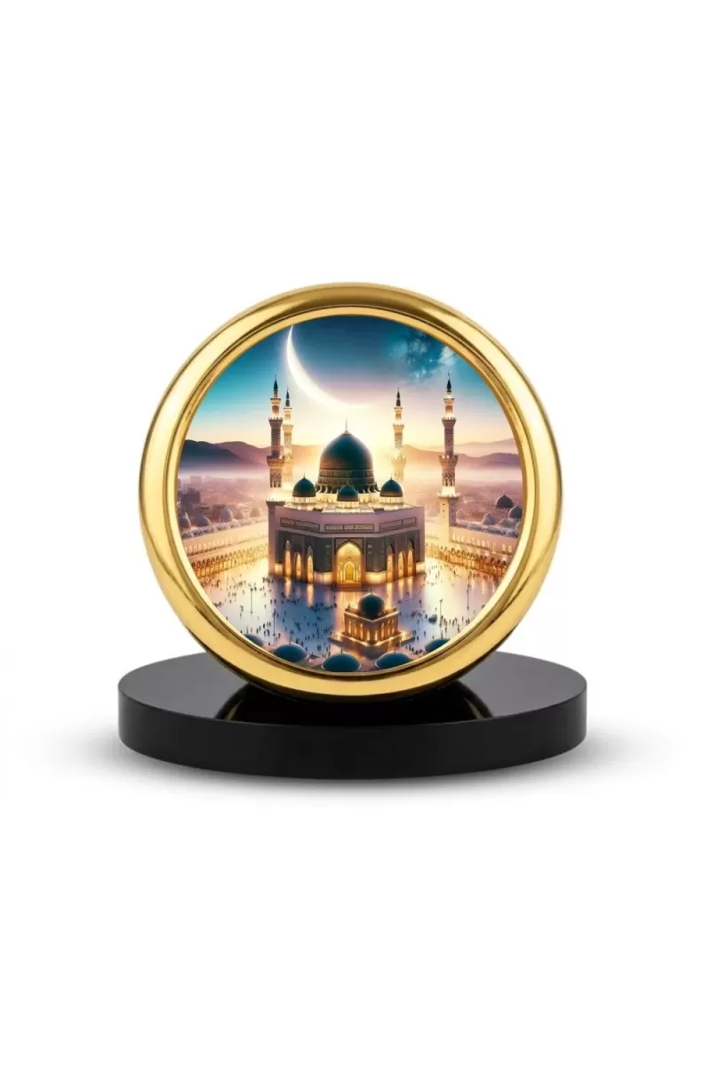 Car Desk/Table Top Mucca Masid Metal Golden Photo Stand  2x2 Inches, Compact & Stylish Spiritual Display For Car, Home & Office (Pack Of 1) (F18718)