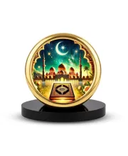 Car Desk/Table Top Mucca Masid Metal Golden Photo Stand  2x2 Inches, Compact & Stylish Spiritual Display For Car, Home & Office (Pack Of 1) (F18719)