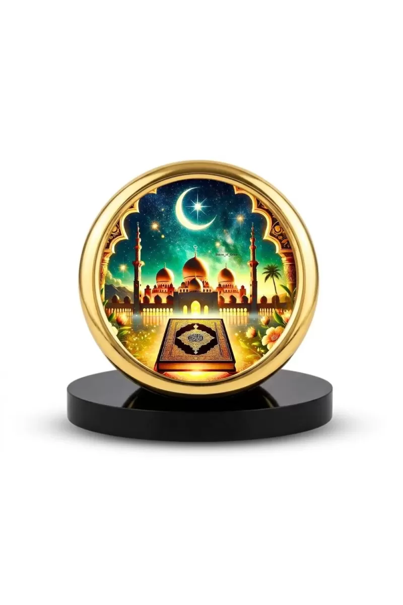 Car Desk/Table Top Mucca Masid Metal Golden Photo Stand  2x2 Inches, Compact & Stylish Spiritual Display For Car, Home & Office (Pack Of 1) (F18719)