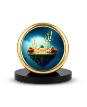 Car Desk/Table Top Mucca Masid Metal Golden Photo Stand  2x2 Inches, Compact & Stylish Spiritual Display For Car, Home & Office (Pack Of 1) (F18720)