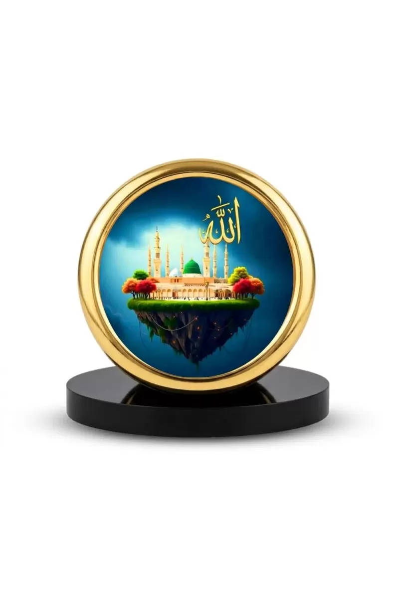 Car Desk/Table Top Mucca Masid Metal Golden Photo Stand  2x2 Inches, Compact & Stylish Spiritual Display For Car, Home & Office (Pack Of 1) (F18720)