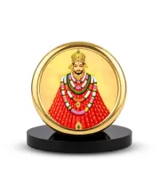 Car Desk/Table Top  Lord Khatu Shyam Ji  Metal Golden Photo Stand  2x2 Inches, Compact & Stylish Spiritual Display For Car, Home & Office (Pack Of 1) (F18728)