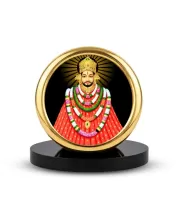 Car Desk/Table Top  Lord Khatu Shyam Ji  Metal Golden Photo Stand  2x2 Inches, Compact & Stylish Spiritual Display For Car, Home & Office (Pack Of 1) (F18730)