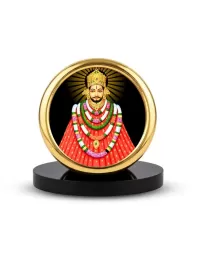 Car Desk/Table Top  Lord Khatu Shyam Ji  Metal Golden Photo Stand  2x2 Inches, Compact & Stylish Spiritual Display For Car, Home & Office (Pack Of 1) (F18730)