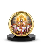 Car Desk/Table Top Lord Venkateswara Metal Golden Photo Stand  2x2 Inches, Compact & Stylish Spiritual Display For Car, Home & Office (Pack Of 1) (F18731)