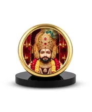 Car Desk/Table Top  Lord Khatu Shyam Ji  Metal Golden Photo Stand  2x2 Inches, Compact & Stylish Spiritual Display For Car, Home & Office (Pack Of 1) (F18733)
