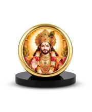 Car Desk/Table Top  Lord Khatu Shyam Ji  Metal Golden Photo Stand  2x2 Inches, Compact & Stylish Spiritual Display For Car, Home & Office (Pack Of 1) (F18735)