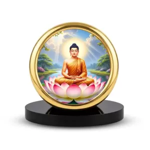 Car Desk/Table Top Serene Buddha Metal Golden Photo Stand 2x2 Inches, Compact & Stylish Spiritual Display For Car, Home & Office (Pack Of 1) (F18737) Car Desk/Table Top Serene Buddha Metal Golden Photo Stand 2x2 Inches, Compact & Stylish Spiritual Display For Car, Home & Office (Pack Of 1) (F18737)
