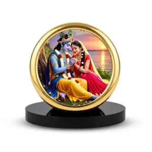 Car Desk/Table Top Radha Krishna Metal Golden Photo Stand 2x2 Inches, Compact & Stylish Spiritual Display For Car, Home & Office (Pack Of 1) (F18738) Car Desk/Table Top Radha Krishna Metal Golden Photo Stand 2x2 Inches, Compact & Stylish Spiritual Display For Car, Home & Office (Pack Of 1) (F18738)