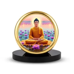 Car Desk/Table Top Lord Buddha Metal Golden Photo Stand 2x2 Inches, Compact & Stylish Spiritual Display For Car, Home & Office (Pack Of 1) (F18739) Car Desk/Table Top Lord Buddha Metal Golden Photo Stand 2x2 Inches, Compact & Stylish Spiritual Display For Car, Home & Office (Pack Of 1) (F18739)