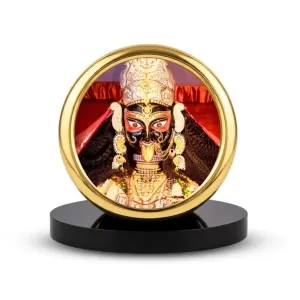 Car Desk/Table Top Kali Matha Metal Golden Photo Stand  2x2 Inches, Compact & Stylish Spiritual Display For Car, Home & Office (Pack Of 1) (F18741)