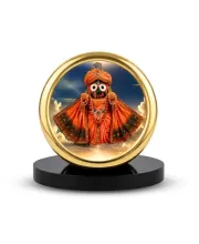 Car Desk/Table Top Lord Jagannath Metal Golden Photo Stand  2x2 Inches, Compact & Stylish Spiritual Display For Car, Home & Office (Pack Of 1) (F18744)