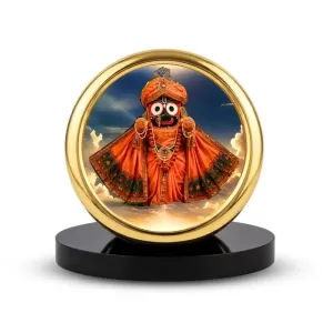 Car Desk/Table Top Lord Jagannath Metal Golden Photo Stand  2x2 Inches, Compact & Stylish Spiritual Display For Car, Home & Office (Pack Of 1) (F18744)