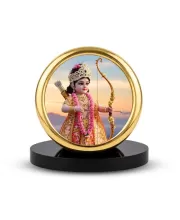 Car Desk/Table Top Little Rama Metal Golden Photo Stand  2x2 Inches, Compact & Stylish Spiritual Display For Car, Home & Office (Pack Of 1) (F18745)