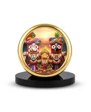 Car Desk/Table Top Lord Jagannath Metal Golden Photo Stand  2x2 Inches, Compact & Stylish Spiritual Display For Car, Home & Office (Pack Of 1) (F18747)