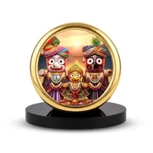 Car Desk/Table Top Lord Jagannath Metal Golden Photo Stand  2x2 Inches, Compact & Stylish Spiritual Display For Car, Home & Office (Pack Of 1) (F18747)