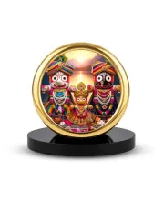 Car Desk/Table Top Lord Jagannath Metal Golden Photo Stand  2x2 Inches, Compact & Stylish Spiritual Display For Car, Home & Office (Pack Of 1) (F18749)