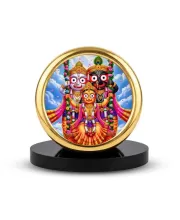 Car Desk/Table Top Lord Jagannath Metal Golden Photo Stand  2x2 Inches, Compact & Stylish Spiritual Display For Car, Home & Office (Pack Of 1) (F18750)
