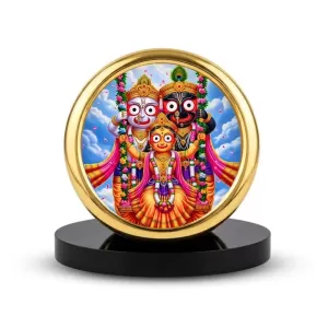 Car Desk/Table Top Lord Jagannath Metal Golden Photo Stand 2x2 Inches, Compact & Stylish Spiritual Display For Car, Home & Office (Pack Of 1) (F18750) Car Desk/Table Top Lord Jagannath Metal Golden Photo Stand 2x2 Inches, Compact & Stylish Spiritual Display For Car, Home & Office (Pack Of 1) (F18750)