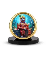 Car Desk/Table Top Lord Jagannath Metal Golden Photo Stand  2x2 Inches, Compact & Stylish Spiritual Display For Car, Home & Office (Pack Of 1) (F18751)