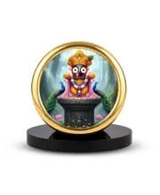 Car Desk/Table Top Lord Jagannath Metal Golden Photo Stand  2x2 Inches, Compact & Stylish Spiritual Display For Car, Home & Office (Pack Of 1) (F18752)