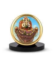 Car Desk/Table Top Lord Jagannath Metal Golden Photo Stand  2x2 Inches, Compact & Stylish Spiritual Display For Car, Home & Office (Pack Of 1) (F18754)
