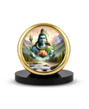 Car Desk/Table Top Lord Shiva Metal Golden Photo Stand  2x2 Inches, Compact & Stylish Spiritual Display For Car, Home & Office (Pack Of 1) (F18756)